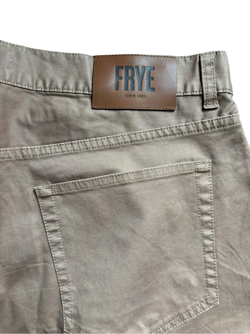 Frye Button~Fly Cut Off Shorts Sz 32X10 Cotton Stretch Fray Hem Pockets Brown